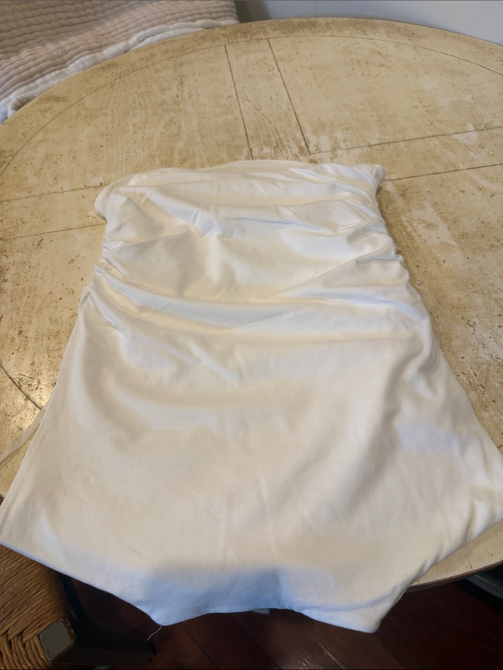 White Strapless Ruched Mini Dress